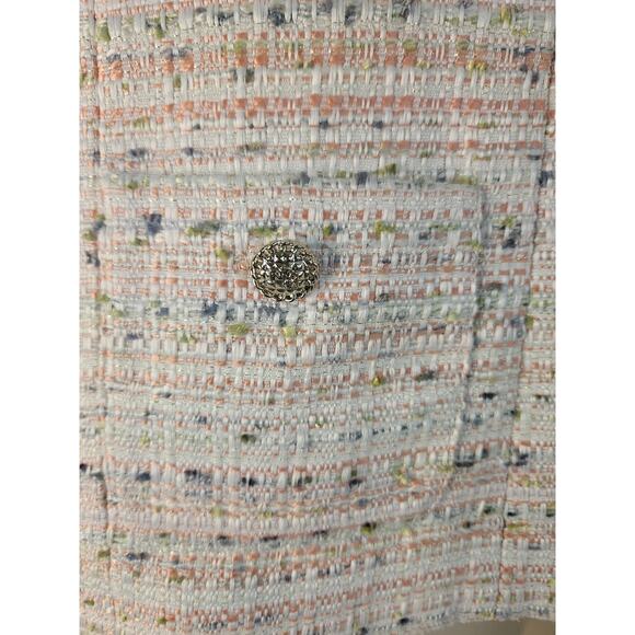 Karl Lagerfeld Pink Tweed Jacket  Vintage Gold Hardware Zip Up Sz 4 - Picture 7 of 12